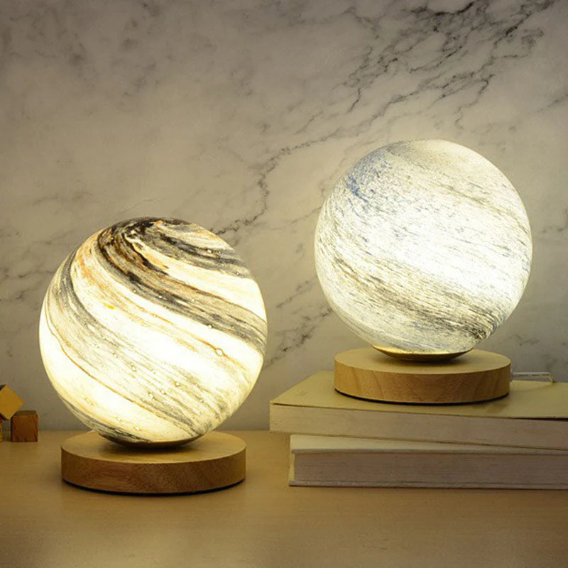 Mini lampe de chevet moderne avec base en bois - Image 5