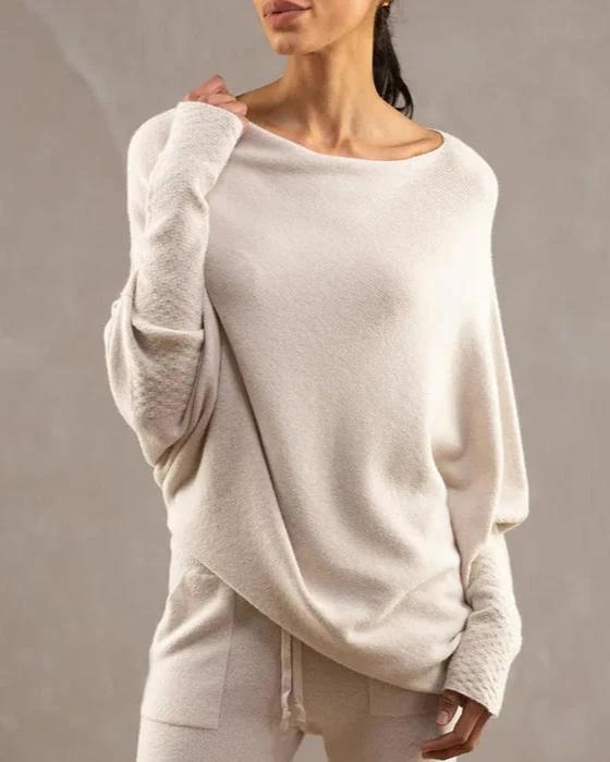 Pull drapé oversize avec col pivotant pour femmes