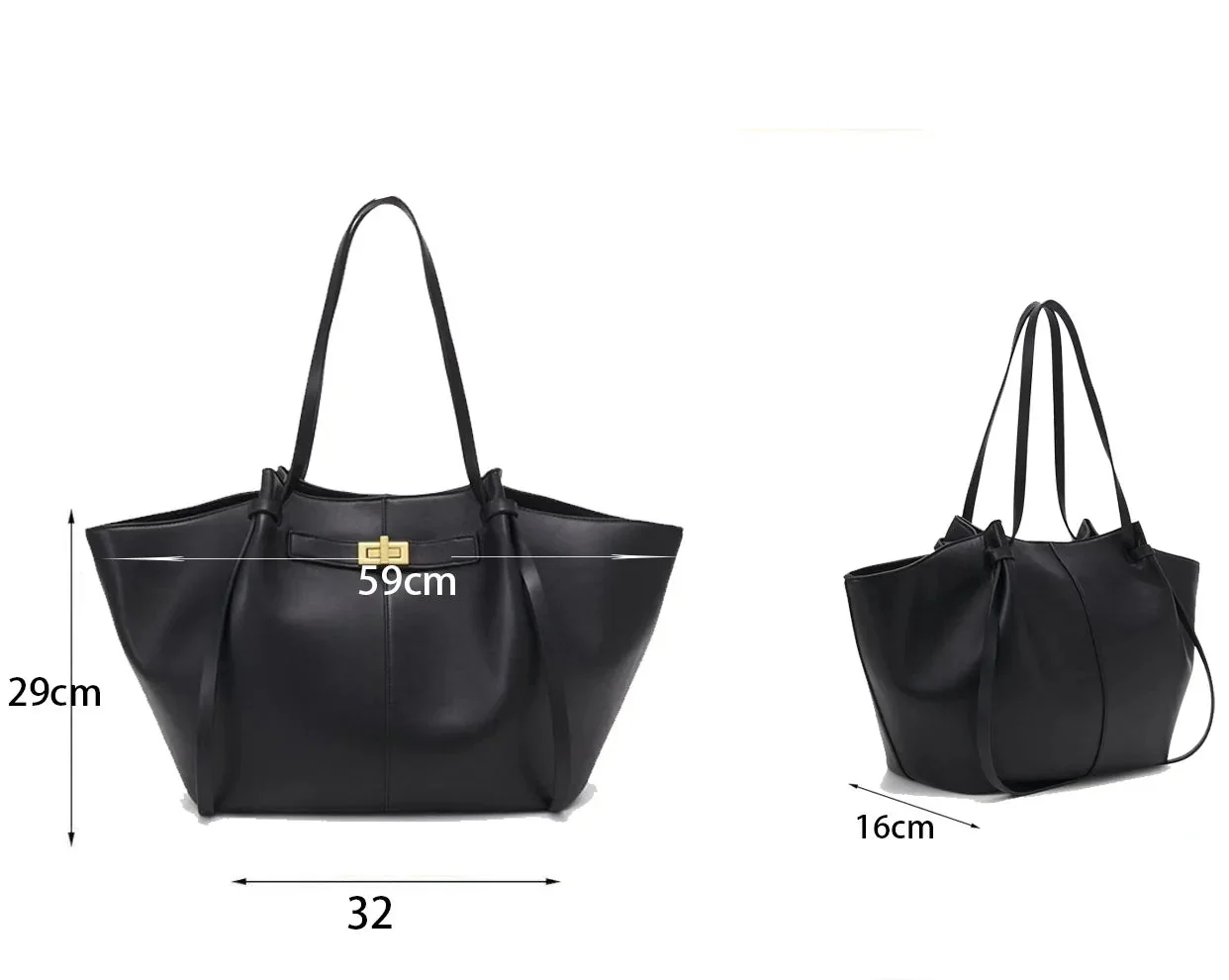 Grand sac à main Lyra en cuir PU noir - Image 5