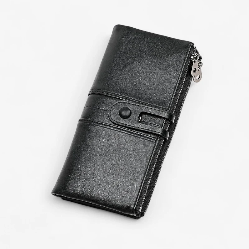 Portefeuille compact avec glissière + bouton