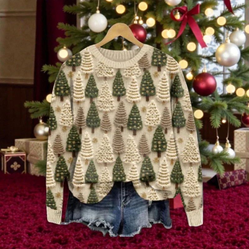 Pull de Noël femme col rond manches longues - Image 2