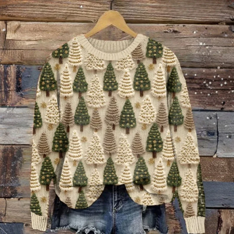Pull de Noël femme col rond manches longues - Image 3