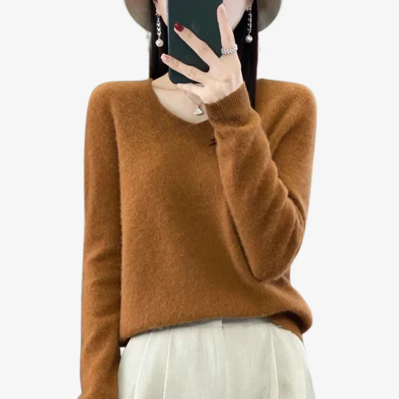 Maeve – Pull à col en V et manches longues, coupe slim