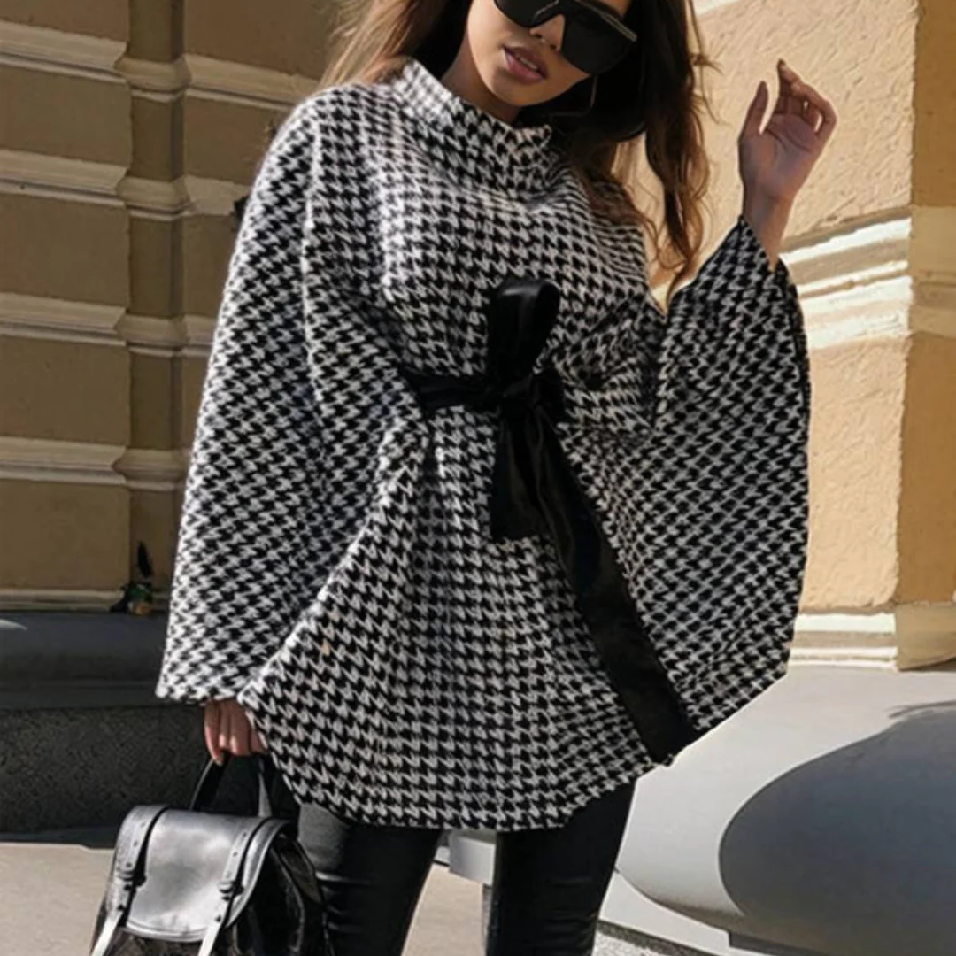 Manteau femme imprimé manches chauve-souris - Image 4