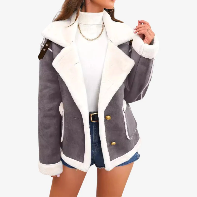 Manteau à Manches Longues avec Col à Revers et Poches