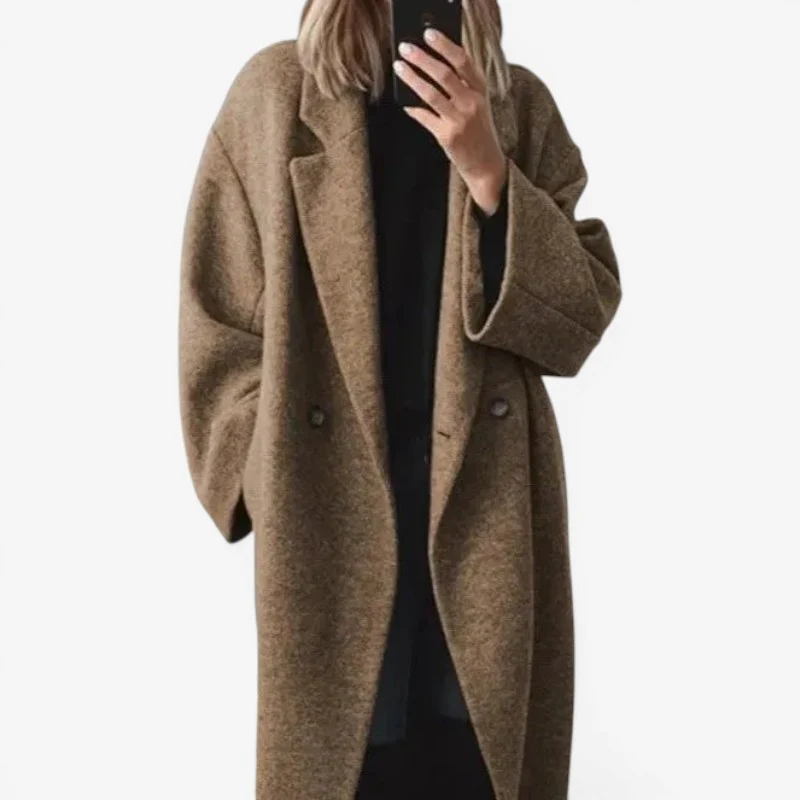 Manteau long boutonné avec poches - Image 3
