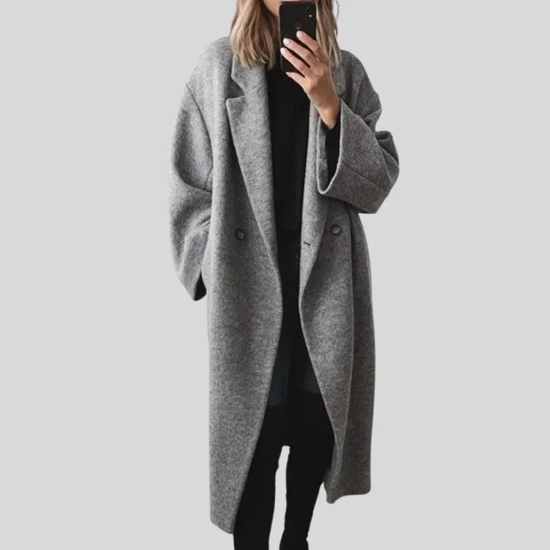 Manteau long boutonné avec poches - Image 5