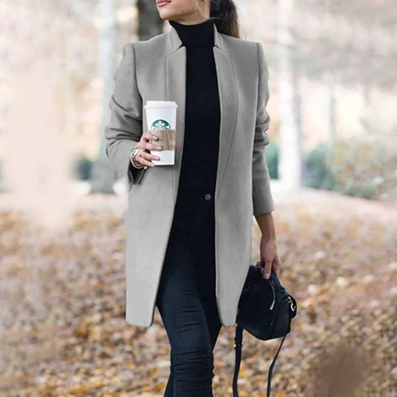 Manteau slim à manches longues avec col à revers - Image 11