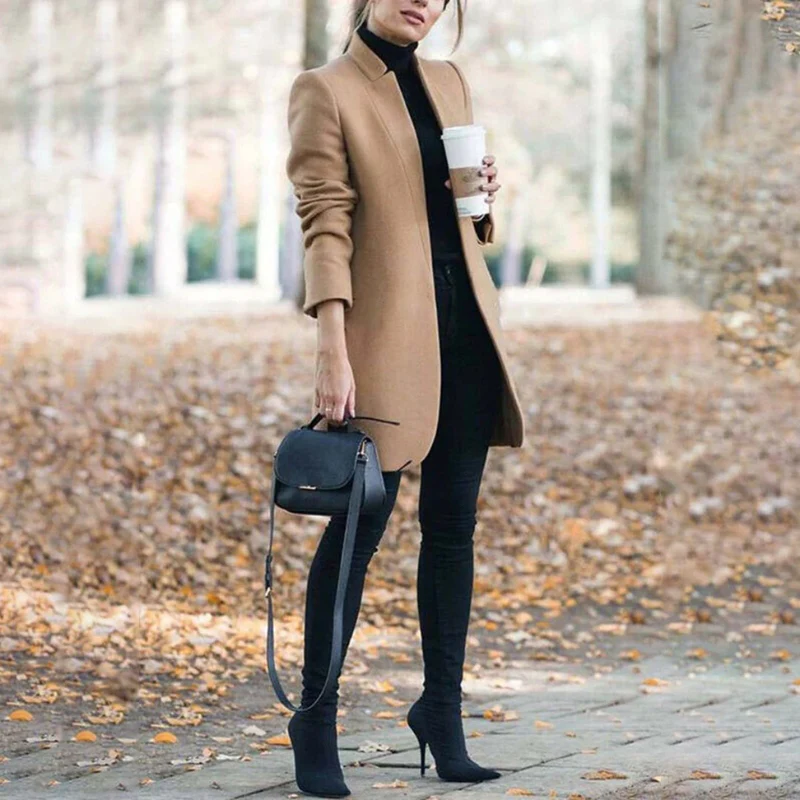 Manteau slim à manches longues avec col à revers - Image 12