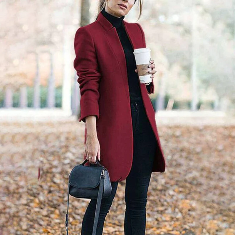 Manteau slim à manches longues avec col à revers - Image 8