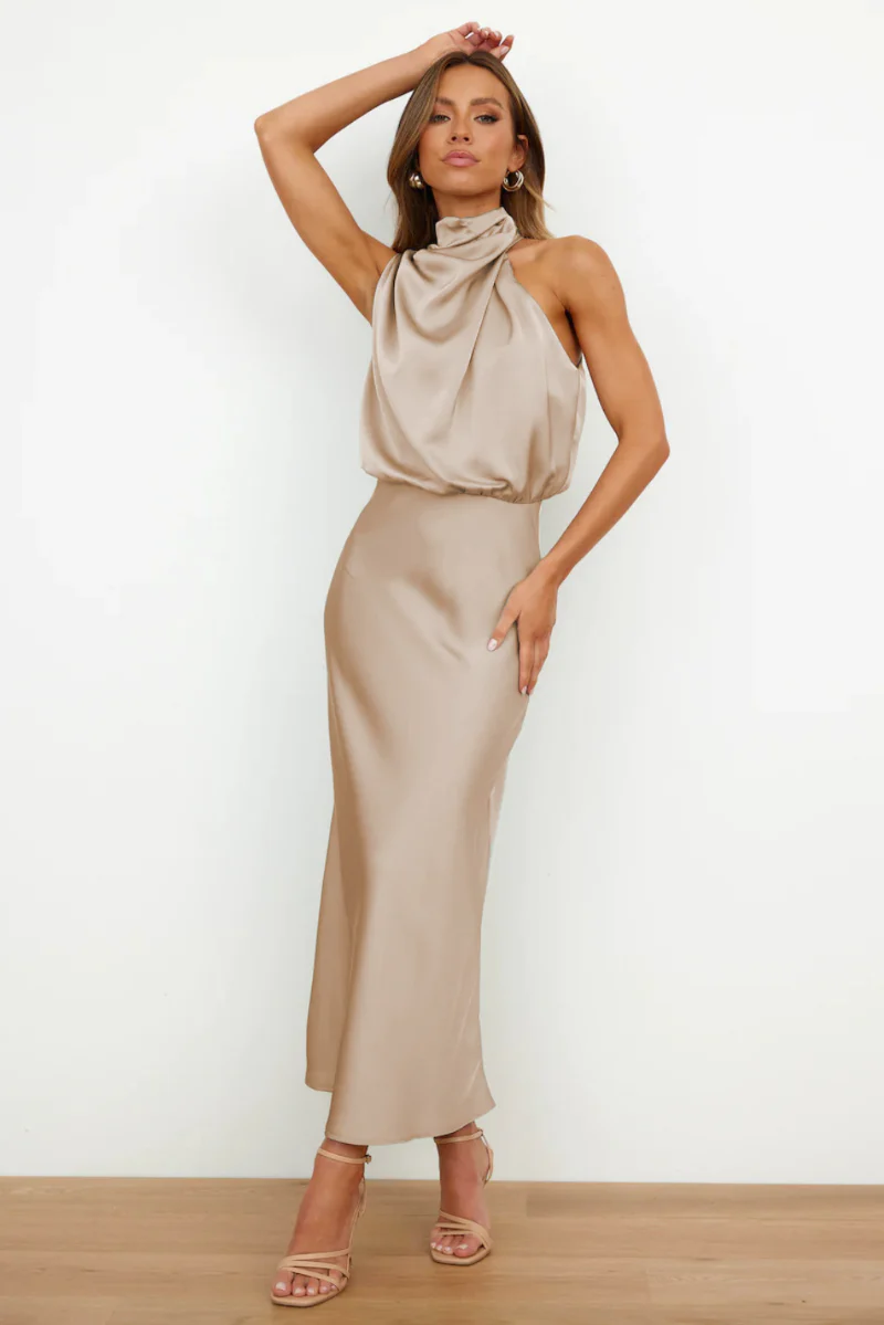 Maren - Robe midi élégante Encolure ronde asymétrique, silhouette ajustée - Image 10