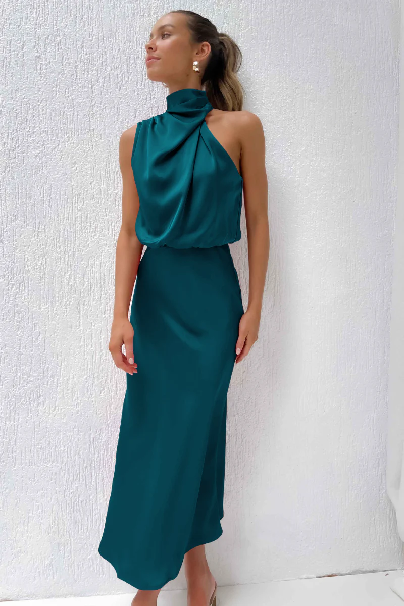 Maren - Robe midi élégante Encolure ronde asymétrique, silhouette ajustée - Image 12