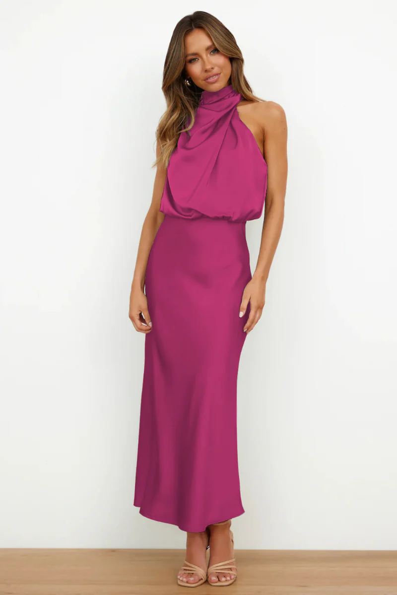 Maren - Robe midi élégante Encolure ronde asymétrique, silhouette ajustée - Image 3