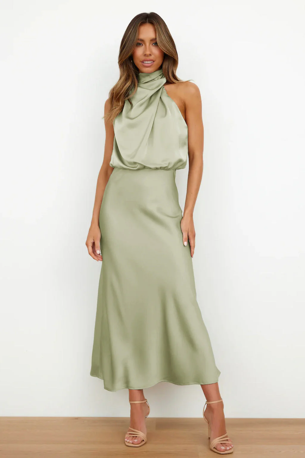 Maren - Robe midi élégante Encolure ronde asymétrique, silhouette ajustée - Image 4