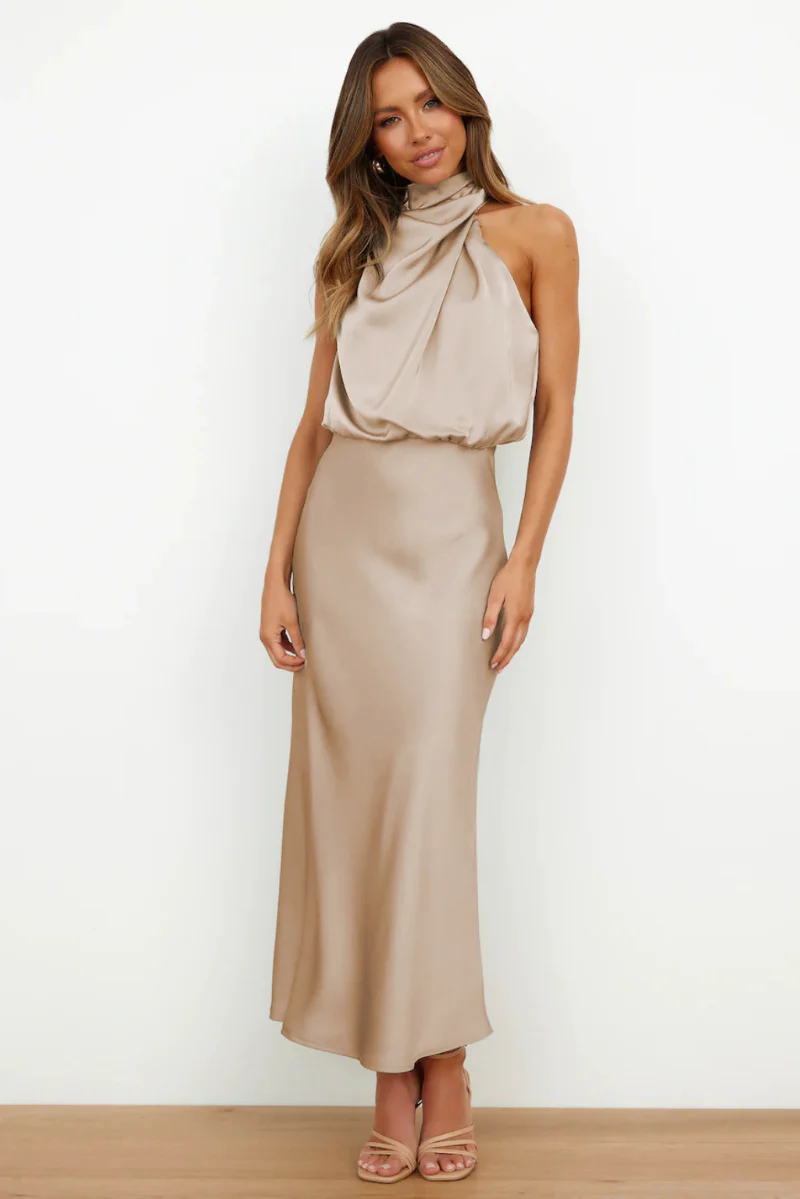 Maren - Robe midi élégante Encolure ronde asymétrique, silhouette ajustée - Image 5