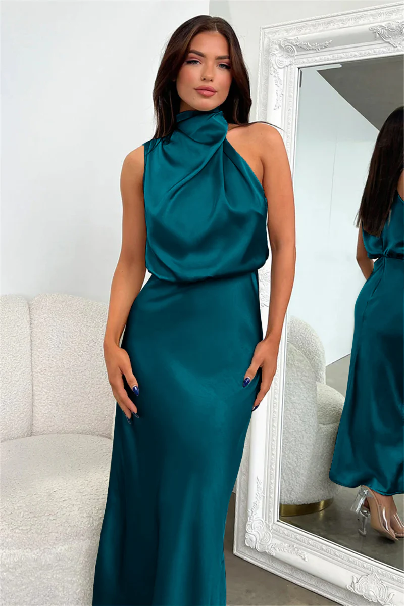 Maren - Robe midi élégante Encolure ronde asymétrique, silhouette ajustée - Image 6