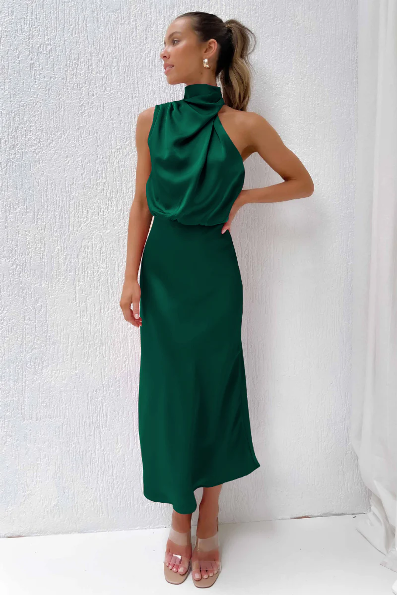 Maren - Robe midi élégante Encolure ronde asymétrique, silhouette ajustée - Image 8