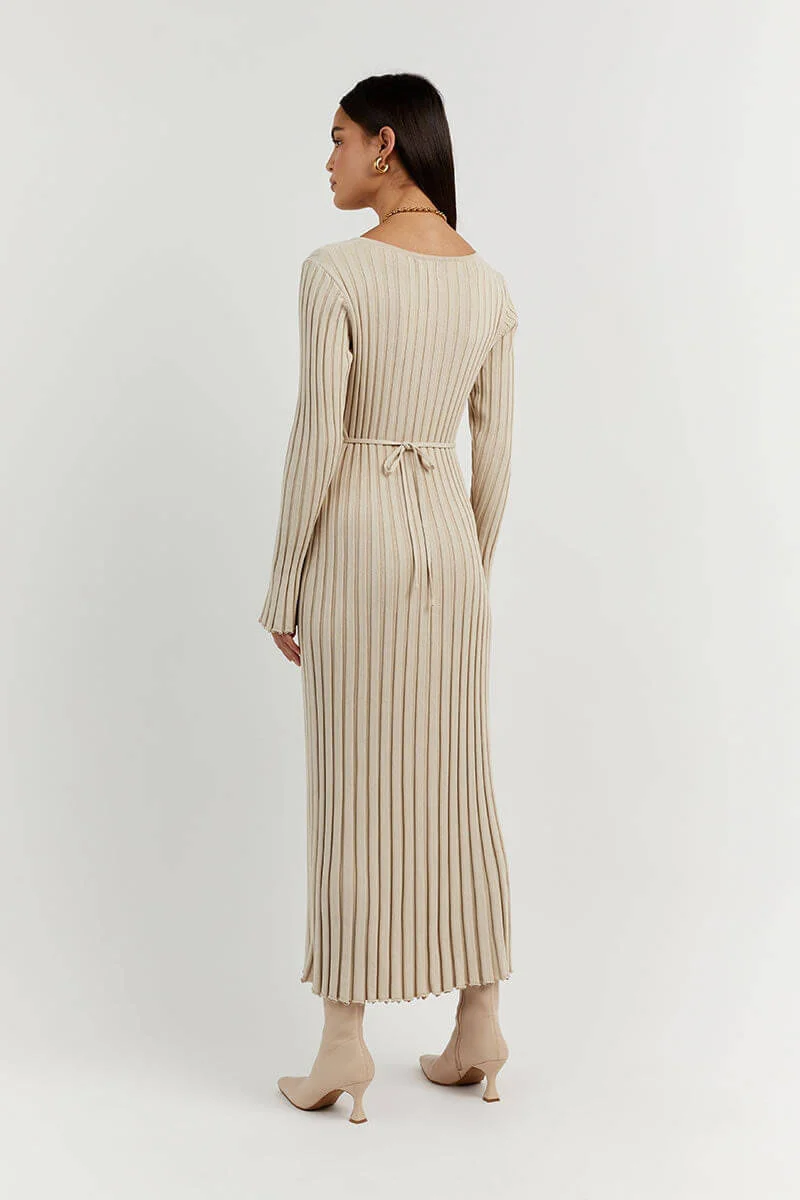 Maria - Robe Midi Élégante en Tricot à Col en V - Image 5