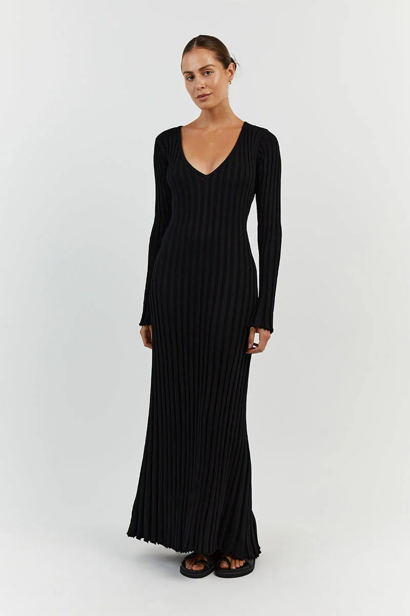 Maria - Robe Midi Élégante en Tricot à Col en V - Image 7