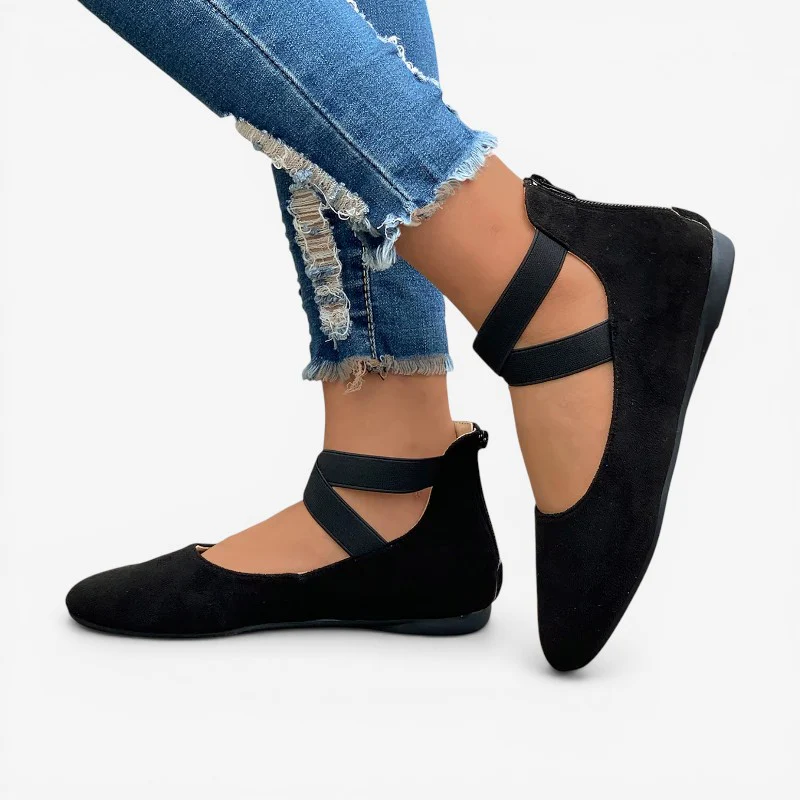 Chaussures plates à bout rond pour femmes avec brides croisées - Image 3