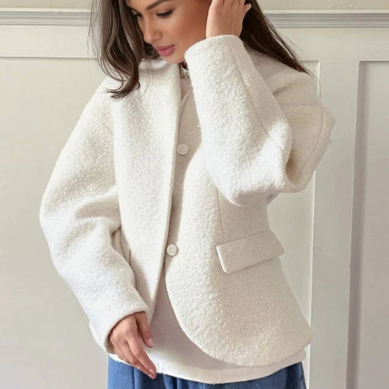 Veste femme manches longues boutonnée avec poches - Image 2