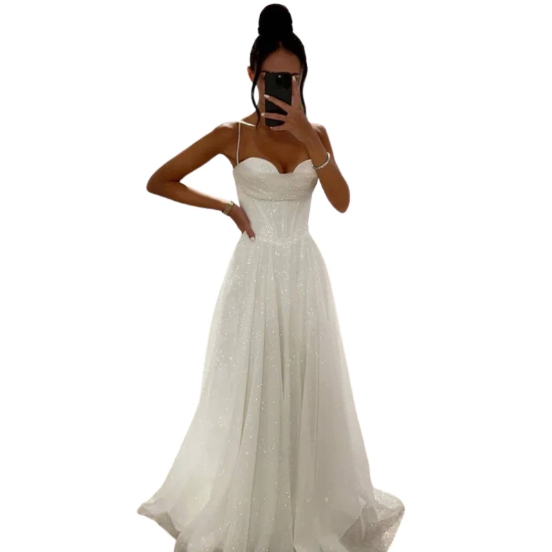 Robe longue sans manches à fines bretelles spaghetti - Image 3