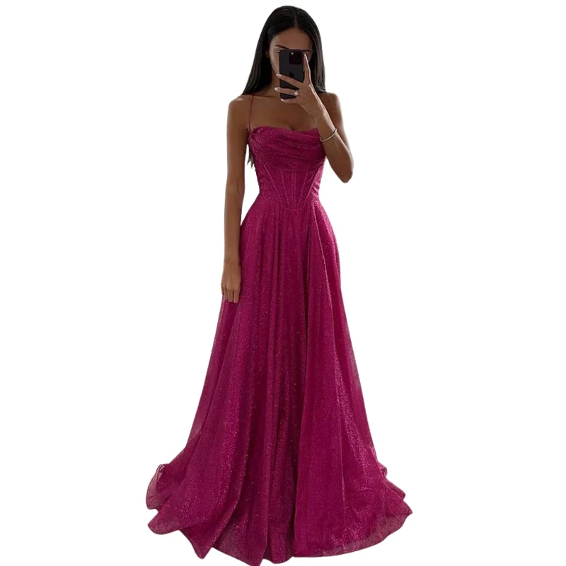 Robe longue sans manches à fines bretelles spaghetti - Image 4