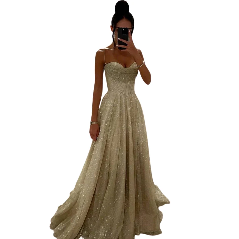 Robe longue sans manches à fines bretelles spaghetti - Image 5