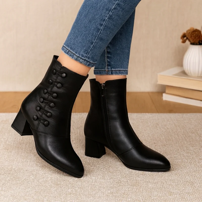 Bottes hautes à bout pointu avec fermeture éclair latérale - Image 3
