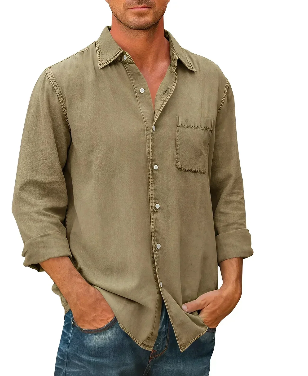 Chemise boutonnée homme manches longues - Image 3