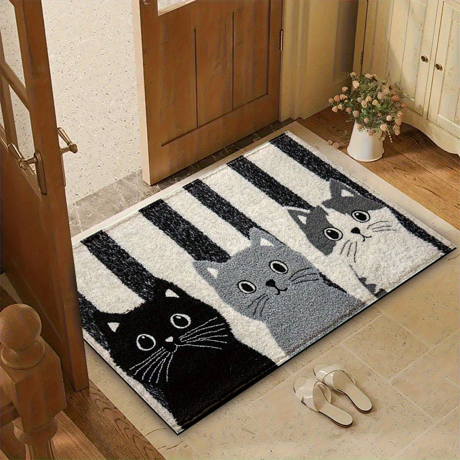 Tapis d’entrée antidérapant chat cartoon - Image 3