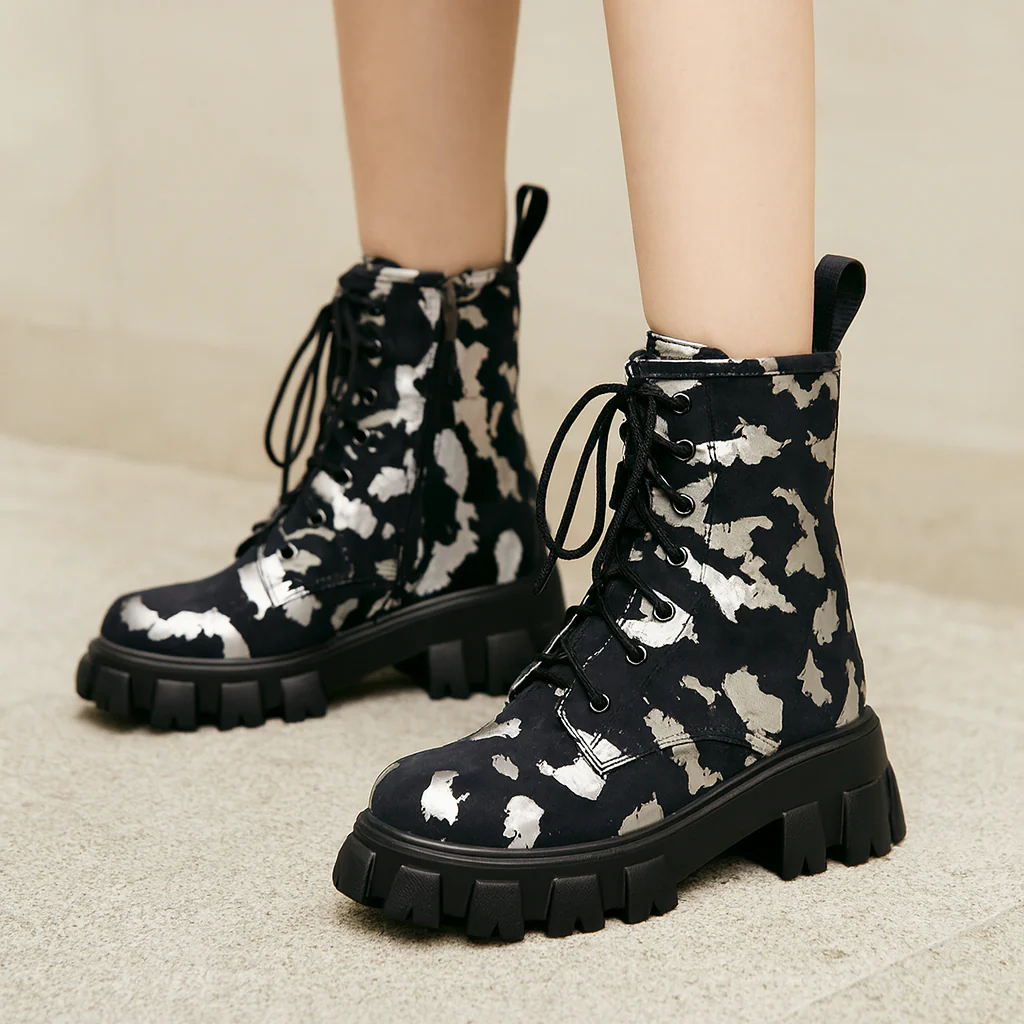 Bottes militaires à lacets avec fermeture éclair latérale - Image 3