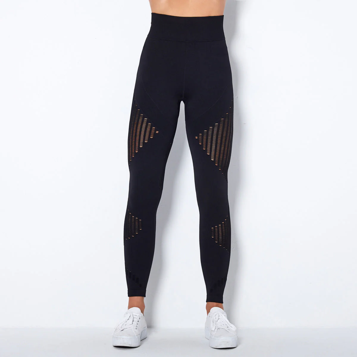 Leggings taille haute femme avec découpes géométriques