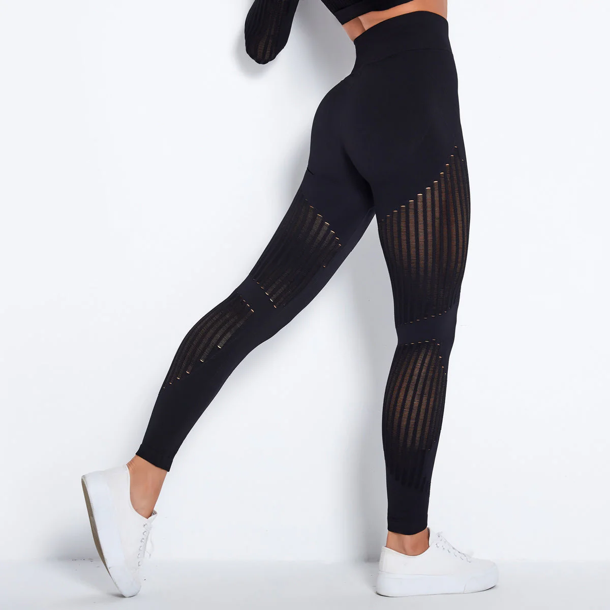 Leggings taille haute femme avec découpes géométriques - Image 12