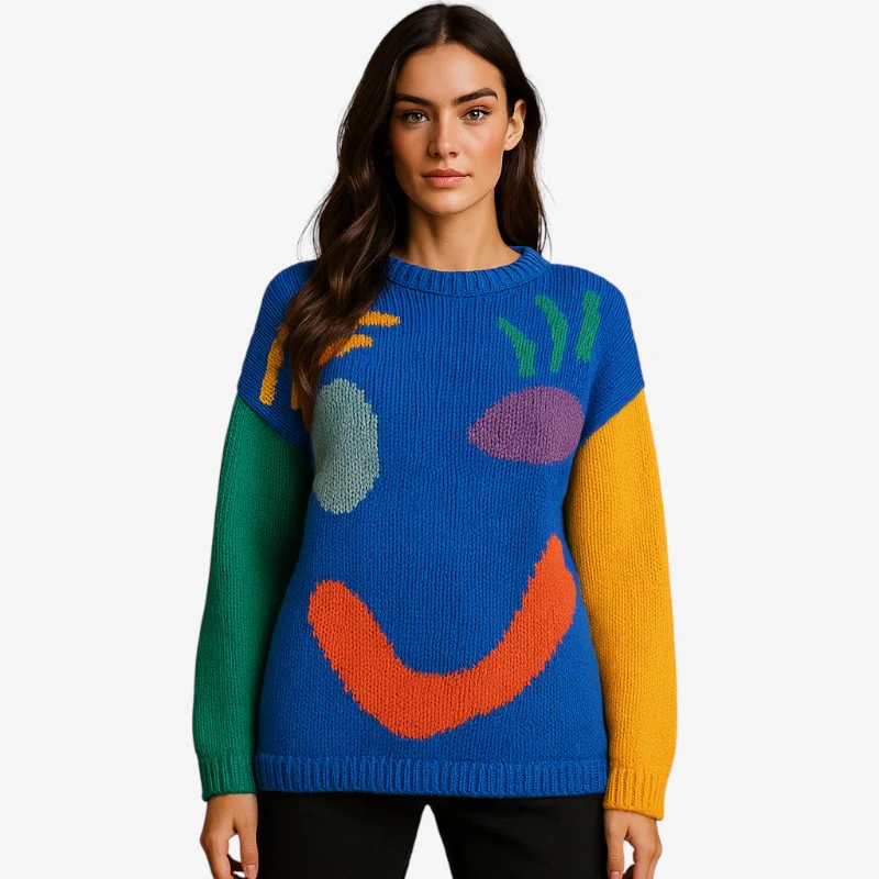 Megan – Pull tricoté à manches longues avec motif imprimé - Image 2