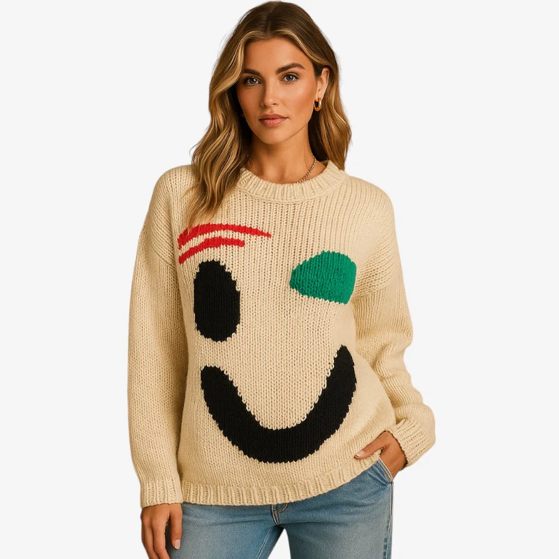 Megan – Pull tricoté à manches longues avec motif imprimé - Image 3