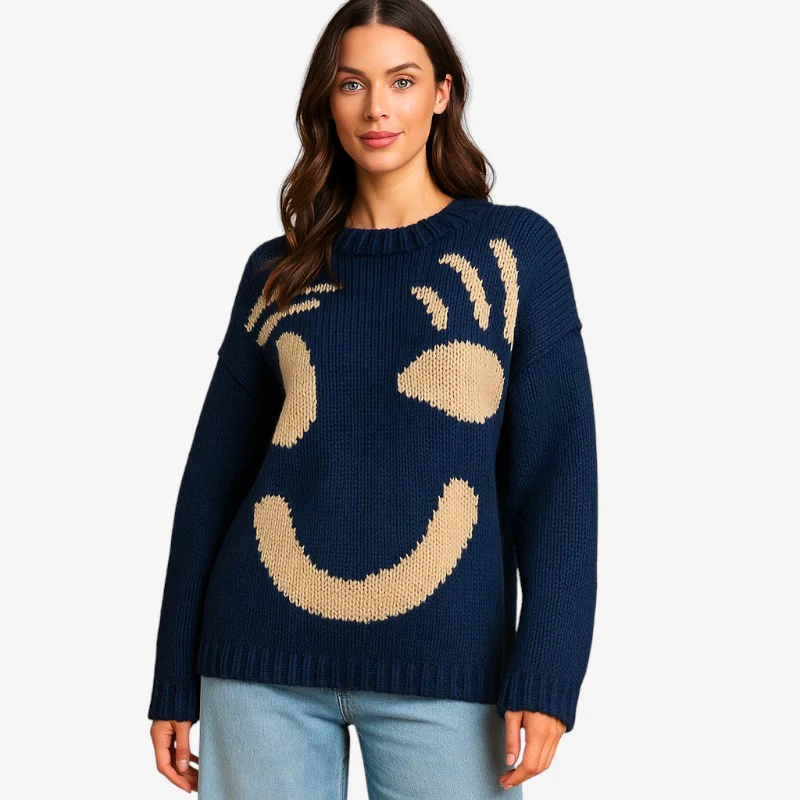 Megan – Pull tricoté à manches longues avec motif imprimé - Image 4