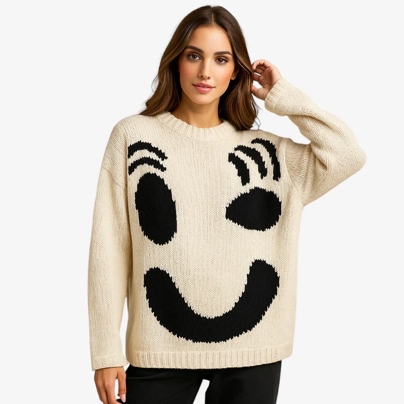 Megan – Pull tricoté à manches longues avec motif imprimé - Image 5