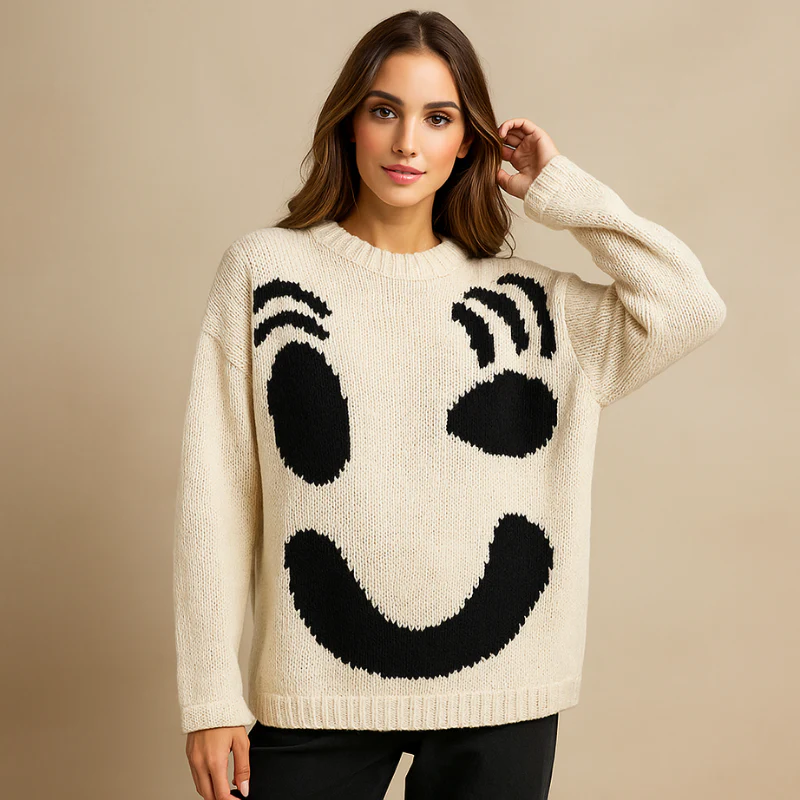 Megan – Pull tricoté à manches longues avec motif imprimé - Image 6