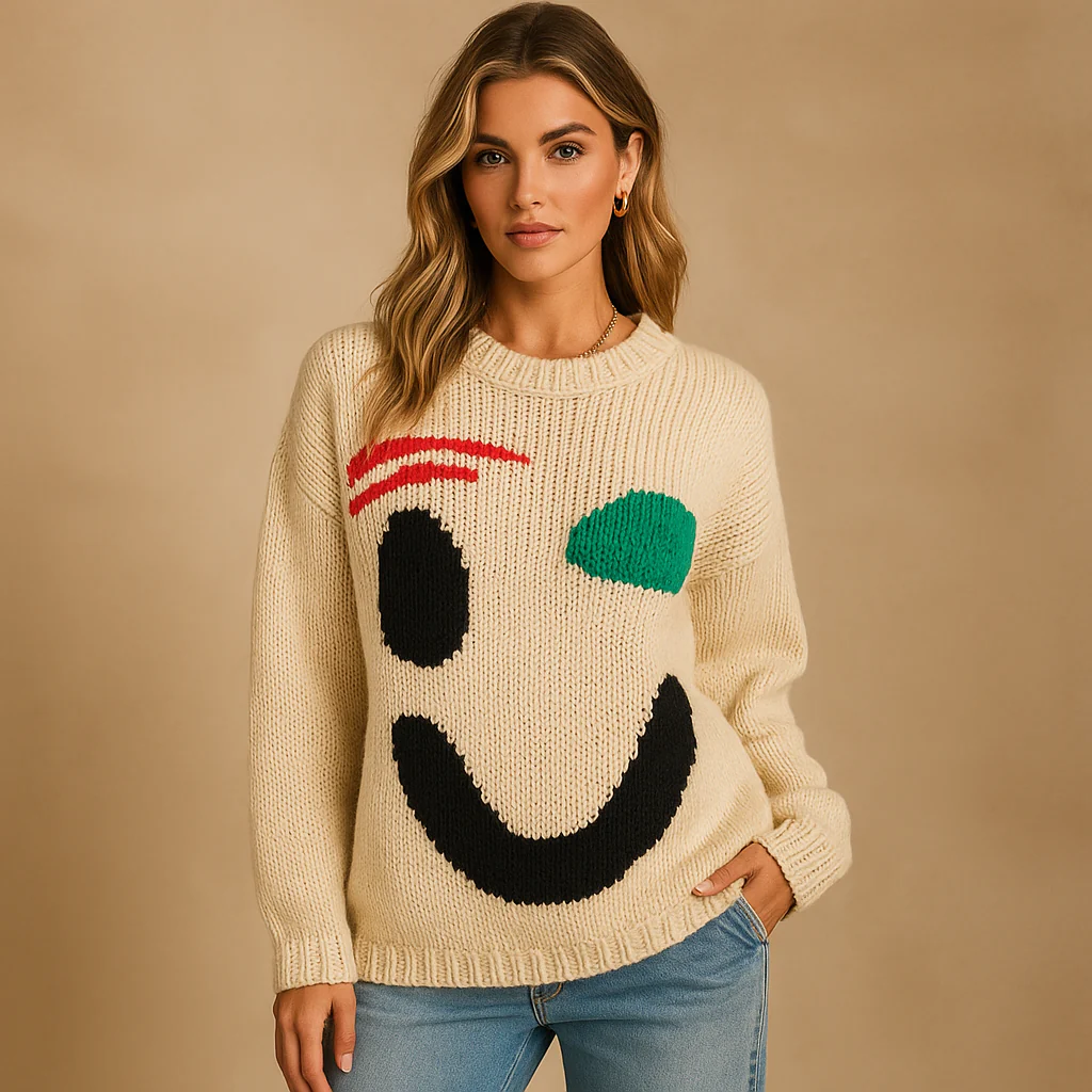 Megan – Pull tricoté à manches longues avec motif imprimé - Image 7