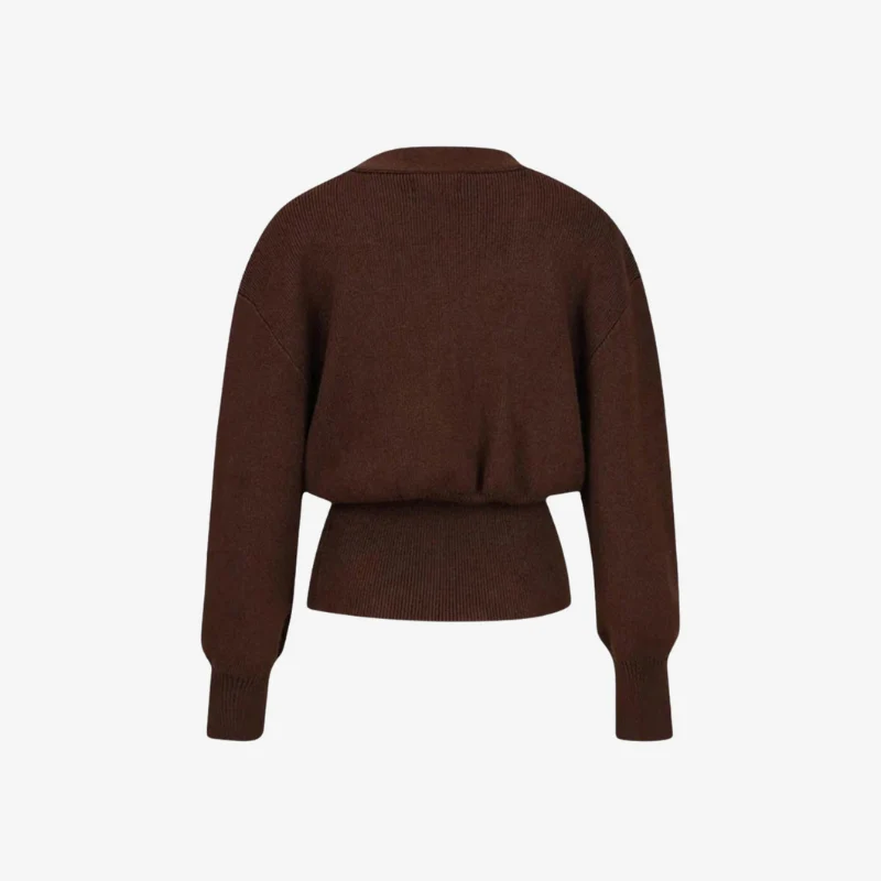 Cardigan femme col V à boutons dorés manches longues - Image 3