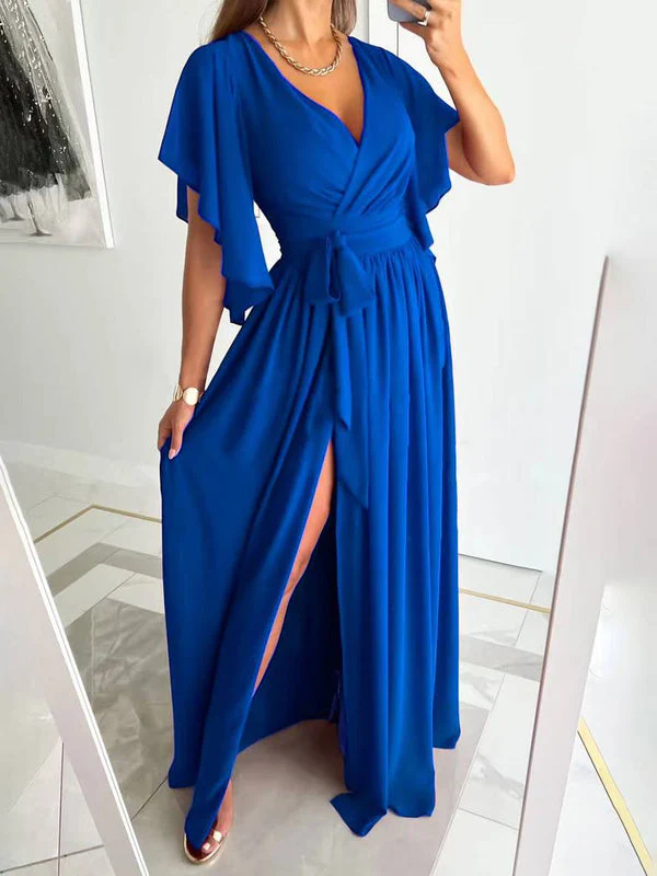 Robe longue Melora col V manches courtes - Image 3