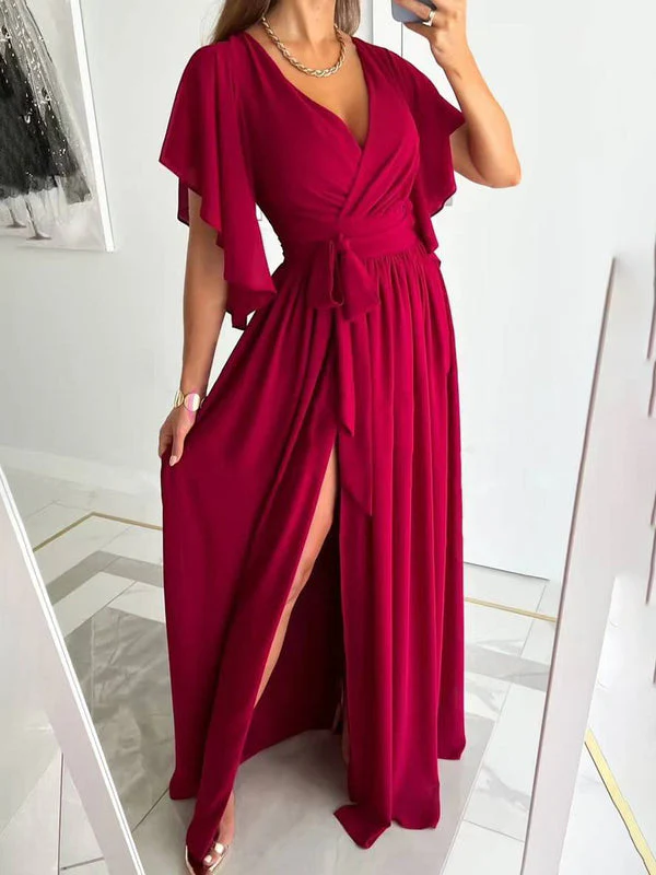 Robe longue Melora col V manches courtes - Image 4