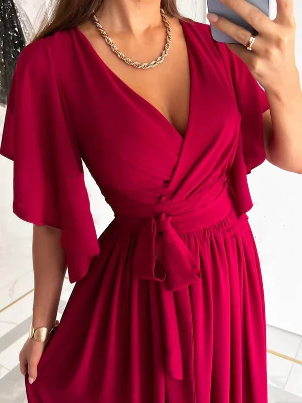 Robe longue Melora col V manches courtes - Image 8