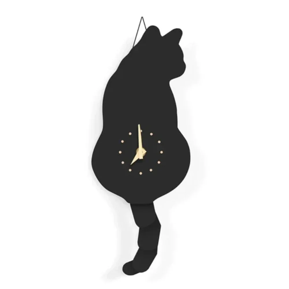 Horloge murale chat silencieuse avec queue animée - Image 2