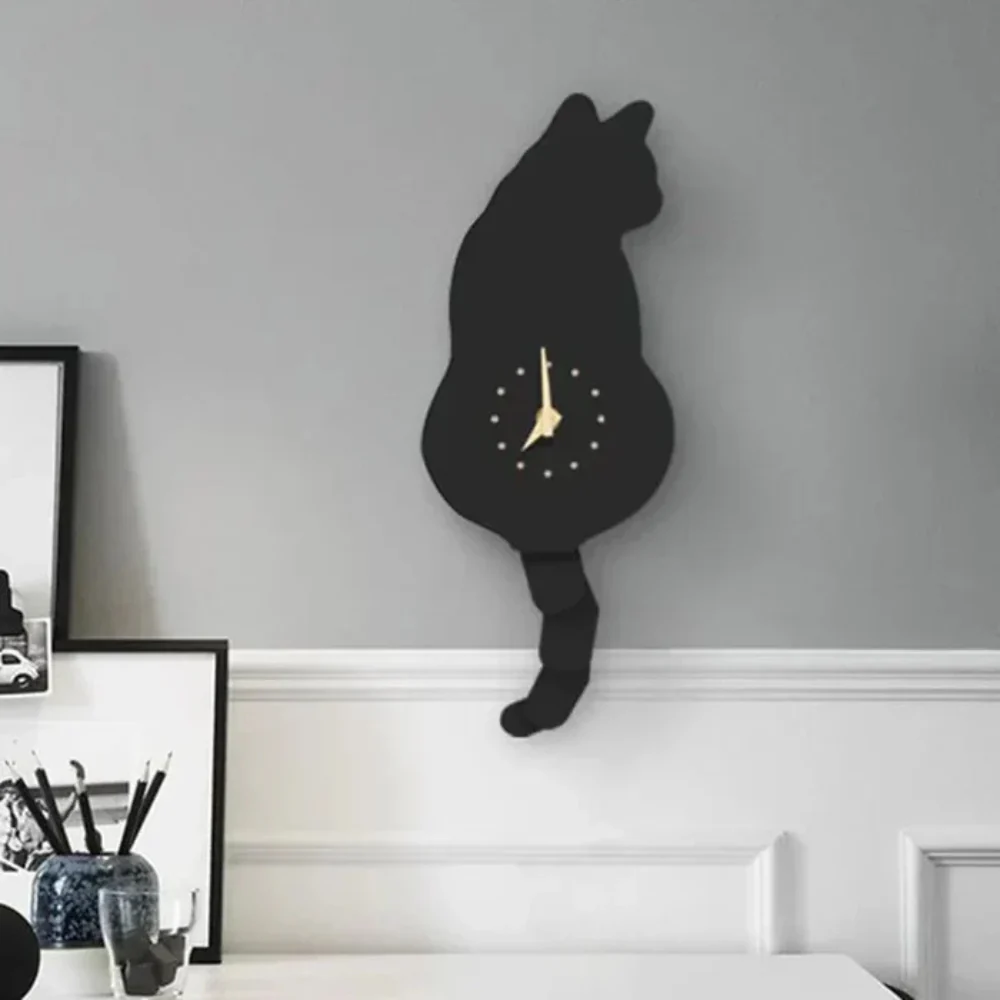 Horloge murale chat silencieuse avec queue animée - Image 6