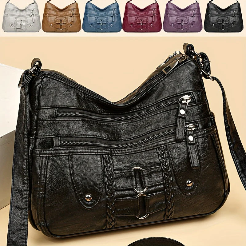 Sac Bandoulière Moderne avec Fermetures Multiples