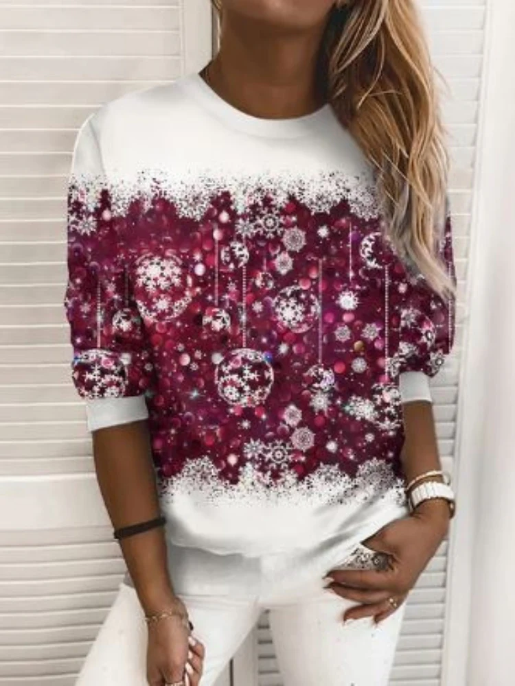 Sweat élégant à manches longues avec motif imprimé festi