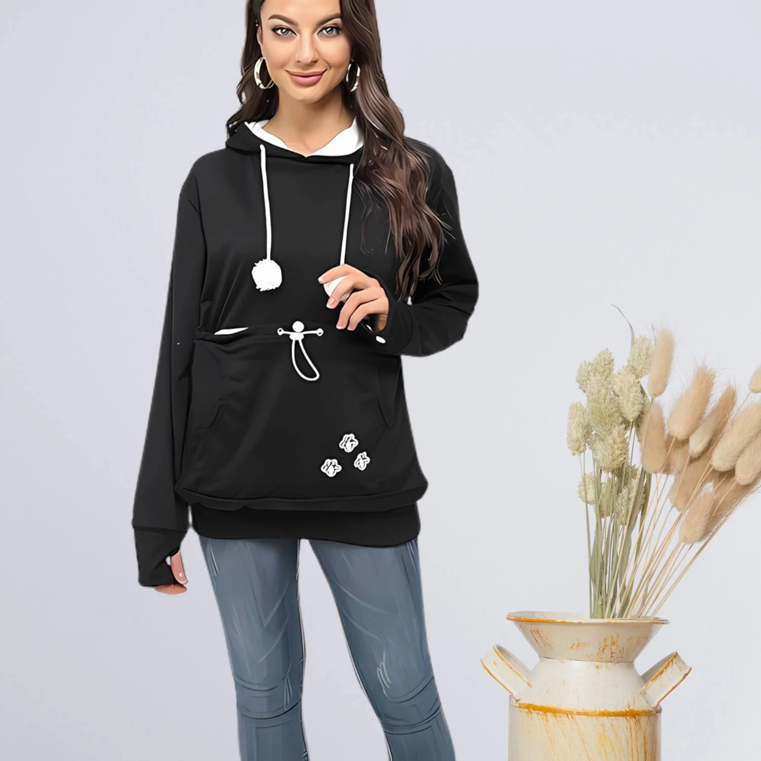 Pull femme anti-poils avec pochette pour animal - Image 3