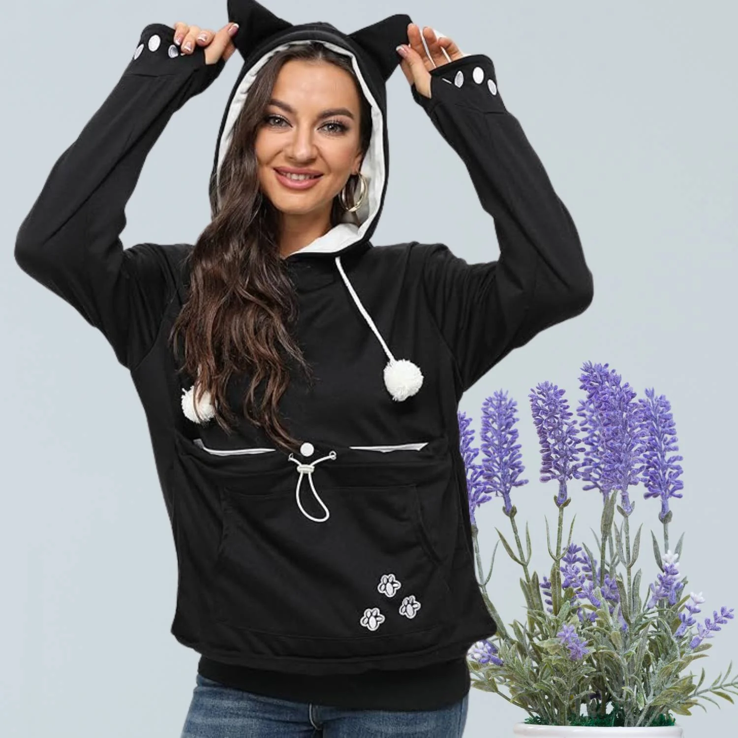 Pull femme anti-poils avec pochette pour animal - Image 4